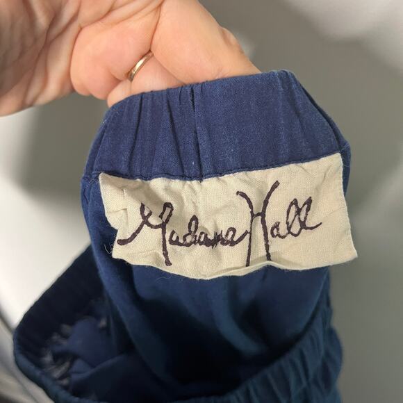 Madame Hall Women's Pants One Size Blue Harem Cotton Artisan Ethnic Boho - Picture 4 of 5